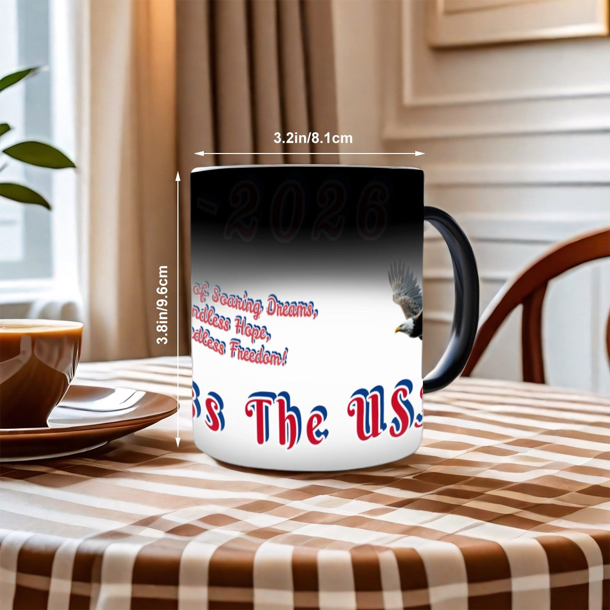 1776-2026 (250 Years of Soaring Dreams, Boundless Hope, and Endless Freedom!) God Bless The USA Color Changing Mug (11oz) (Made in USA)